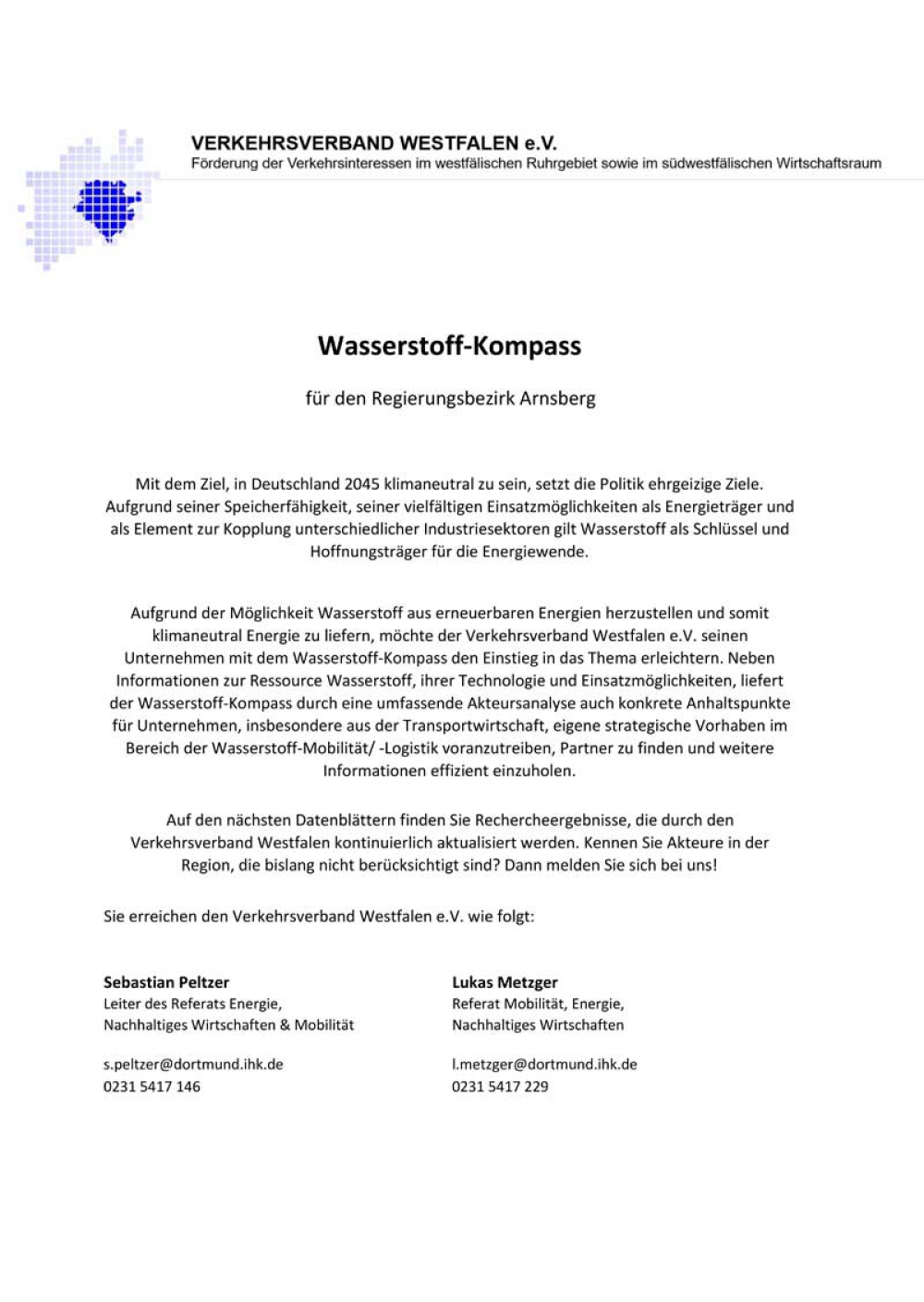 Wasserstoffatlas für Westfalen: Liste der Akteure